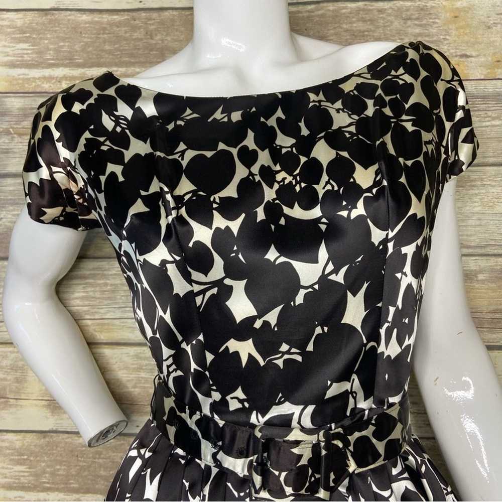 1950’s Vintage black and white belted floral dres… - image 7