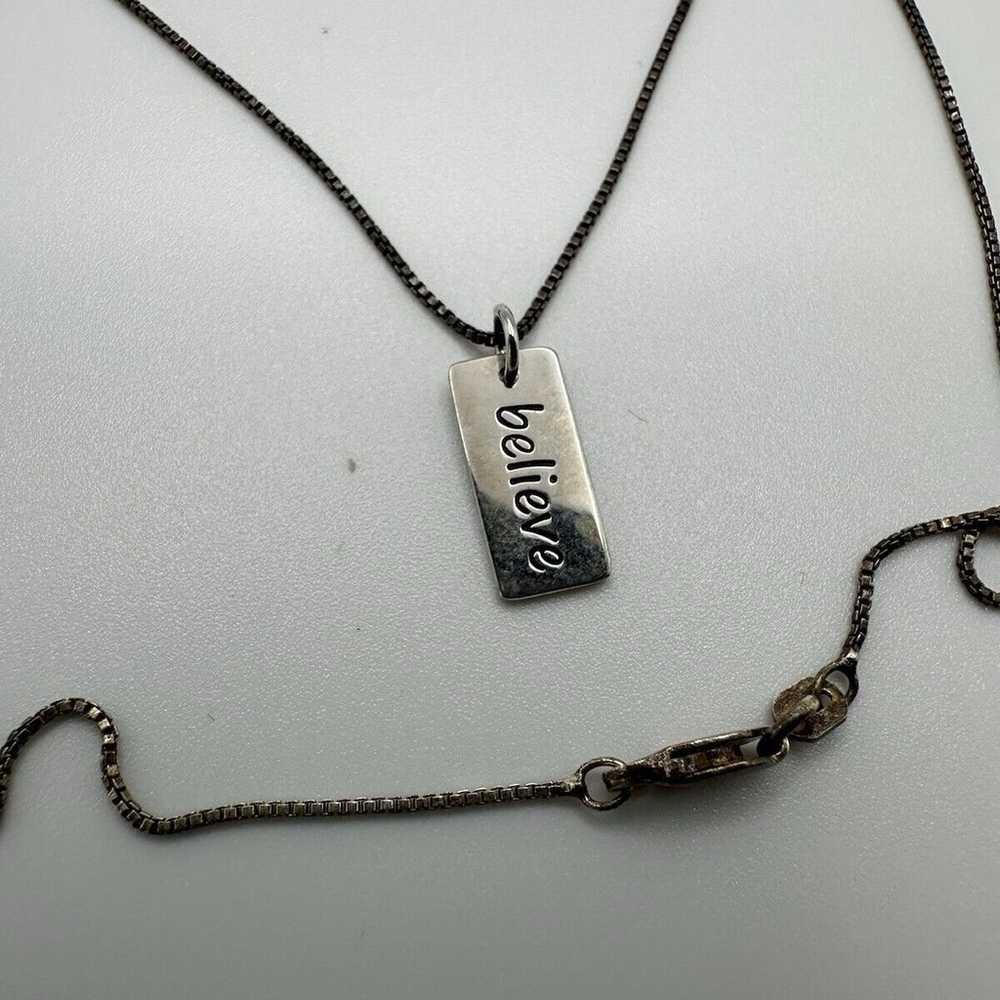 Vintage Sterling Silver Believe Pendant Necklace … - image 1