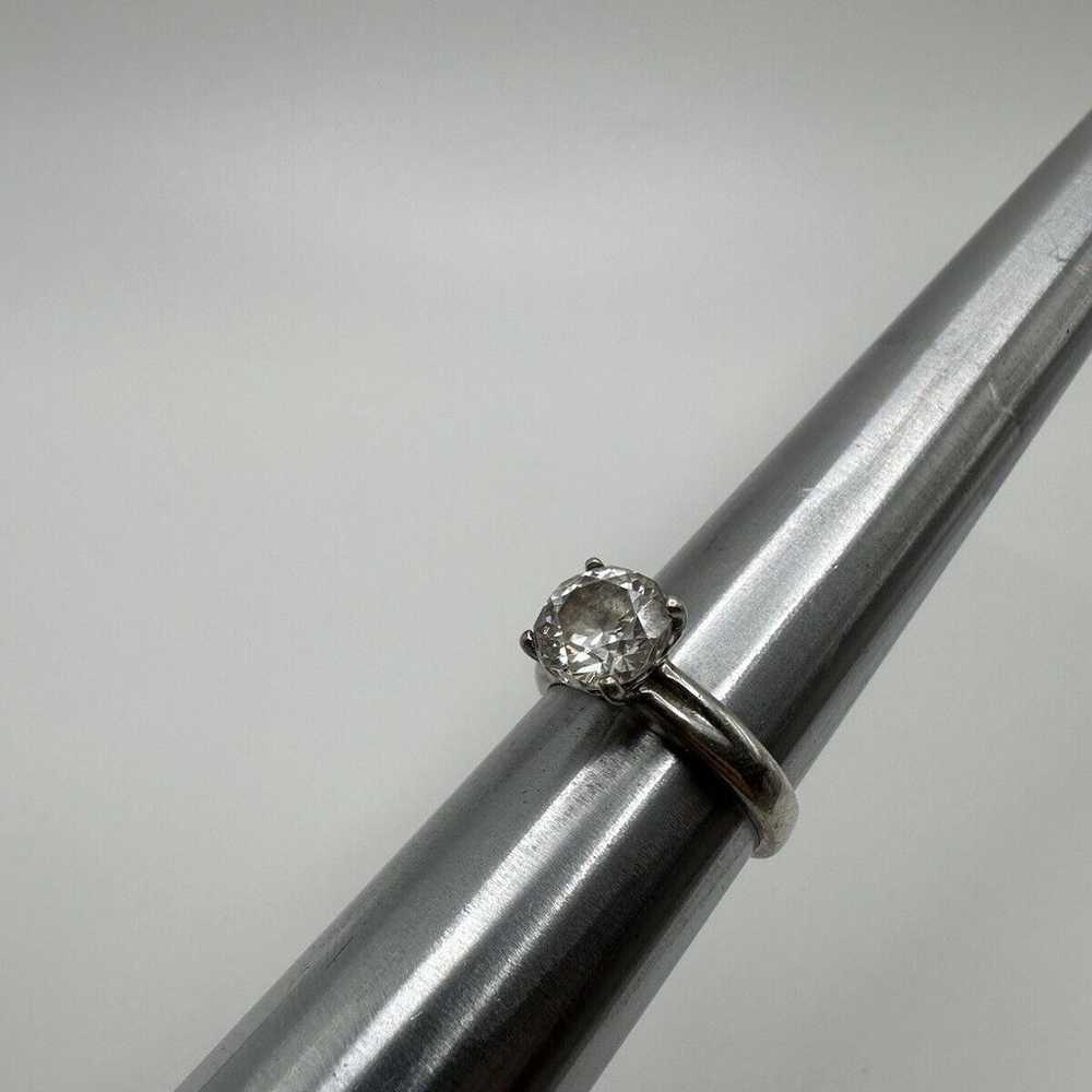 Vintage Sterling Silver Large 9mm CZ Solitaire En… - image 10