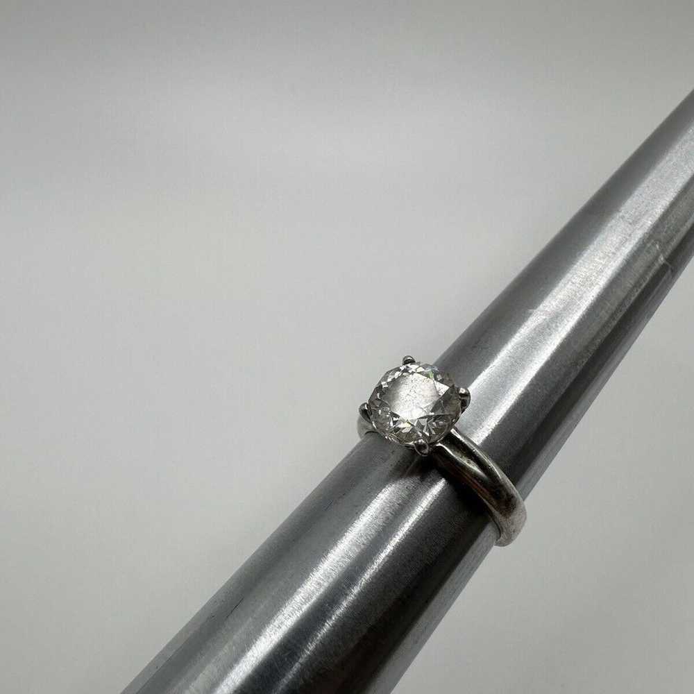 Vintage Sterling Silver Large 9mm CZ Solitaire En… - image 12