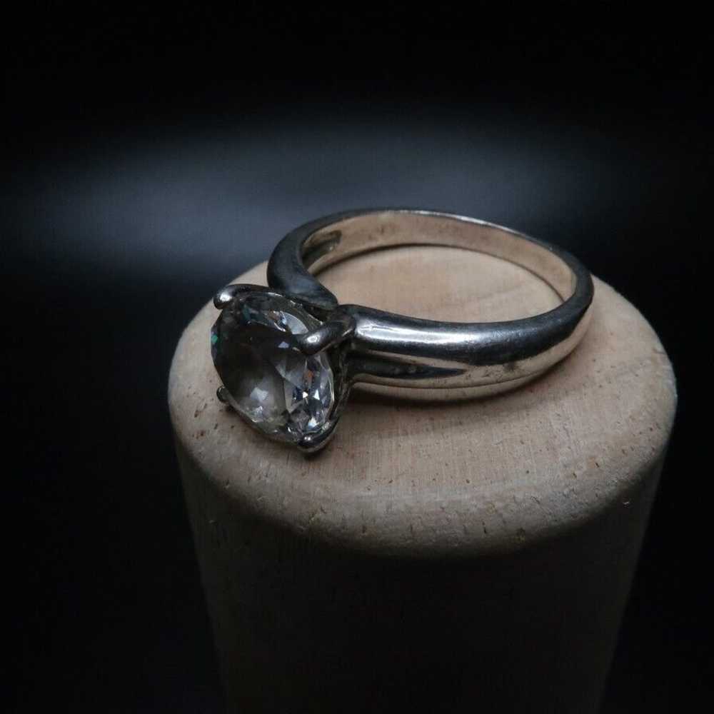 Vintage Sterling Silver Large 9mm CZ Solitaire En… - image 3