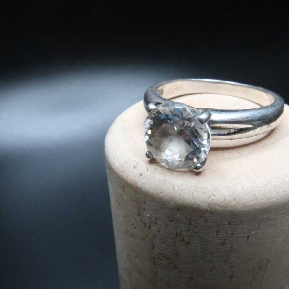 Vintage Sterling Silver Large 9mm CZ Solitaire En… - image 8