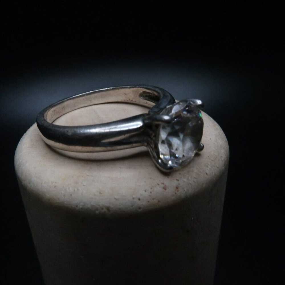 Vintage Sterling Silver Large 9mm CZ Solitaire En… - image 9