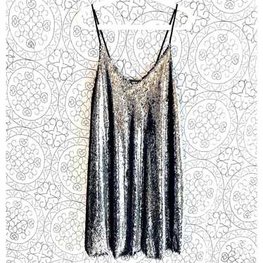 Zara Silver All Over Sequin Slip Dress Tunic Mini 