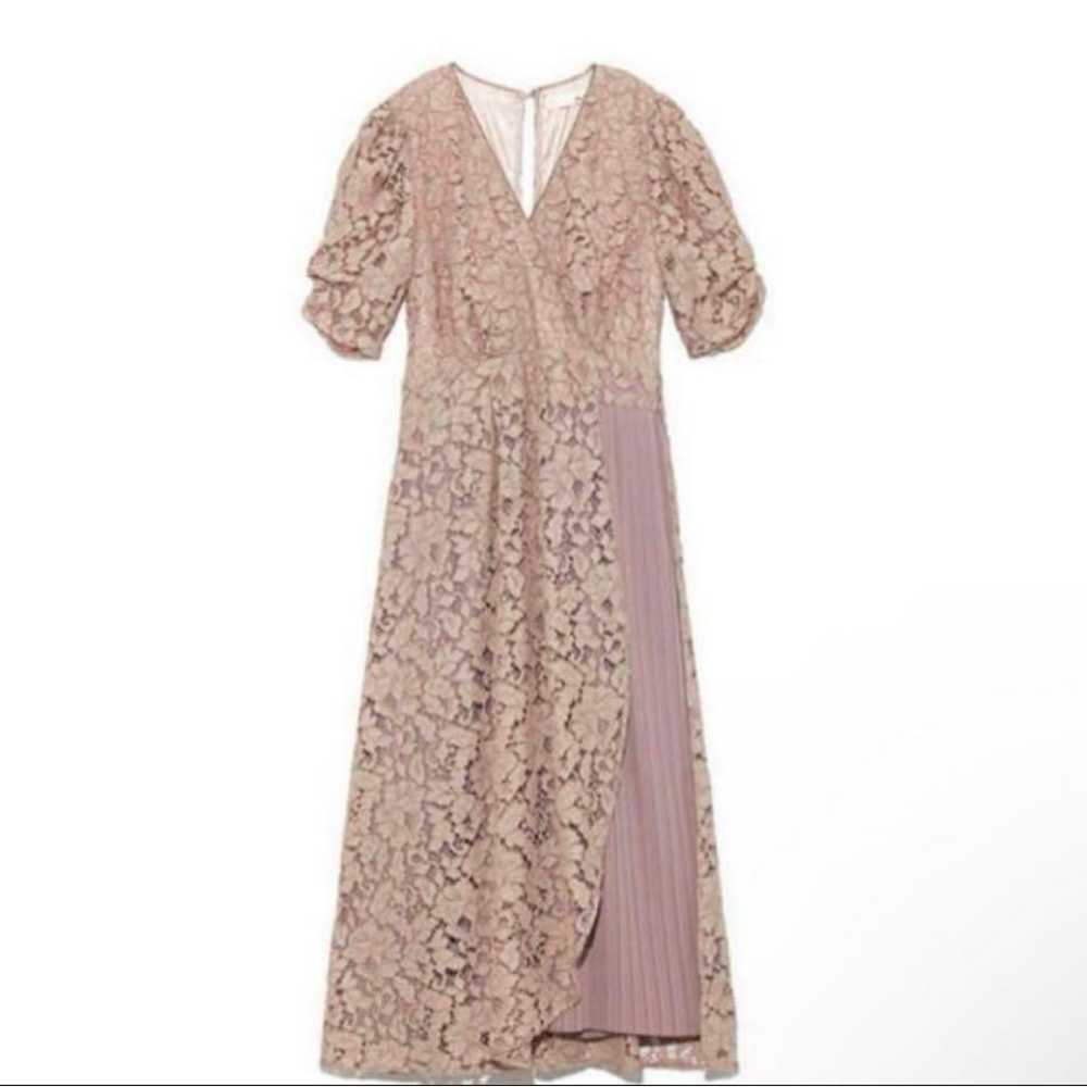 Lily Brown Beige Lace Short Sleeve Long Dress Siz… - image 1