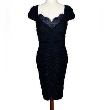 Tadashi Shoji Navy Lace Jersey Knit Ruched Cockta… - image 1