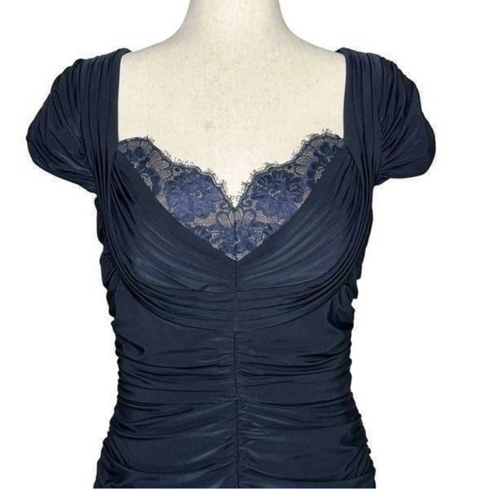 Tadashi Shoji Navy Lace Jersey Knit Ruched Cockta… - image 2