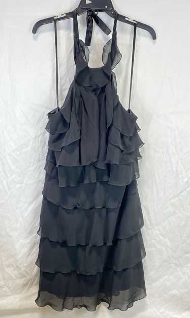 NWT AGB Womens Black Ruffle Tiered Sleeveless Halt