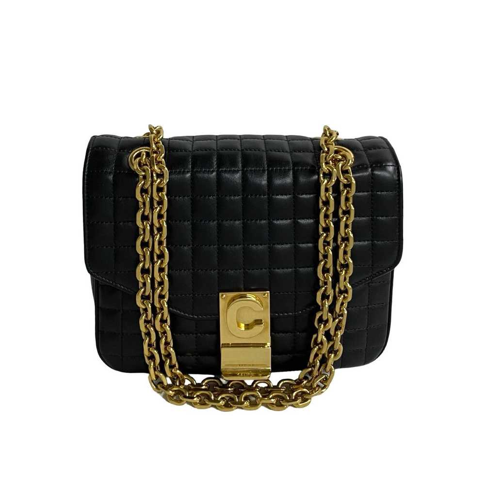 CELINE Shoulder Bag leather black C-S Quilted Cha… - image 2