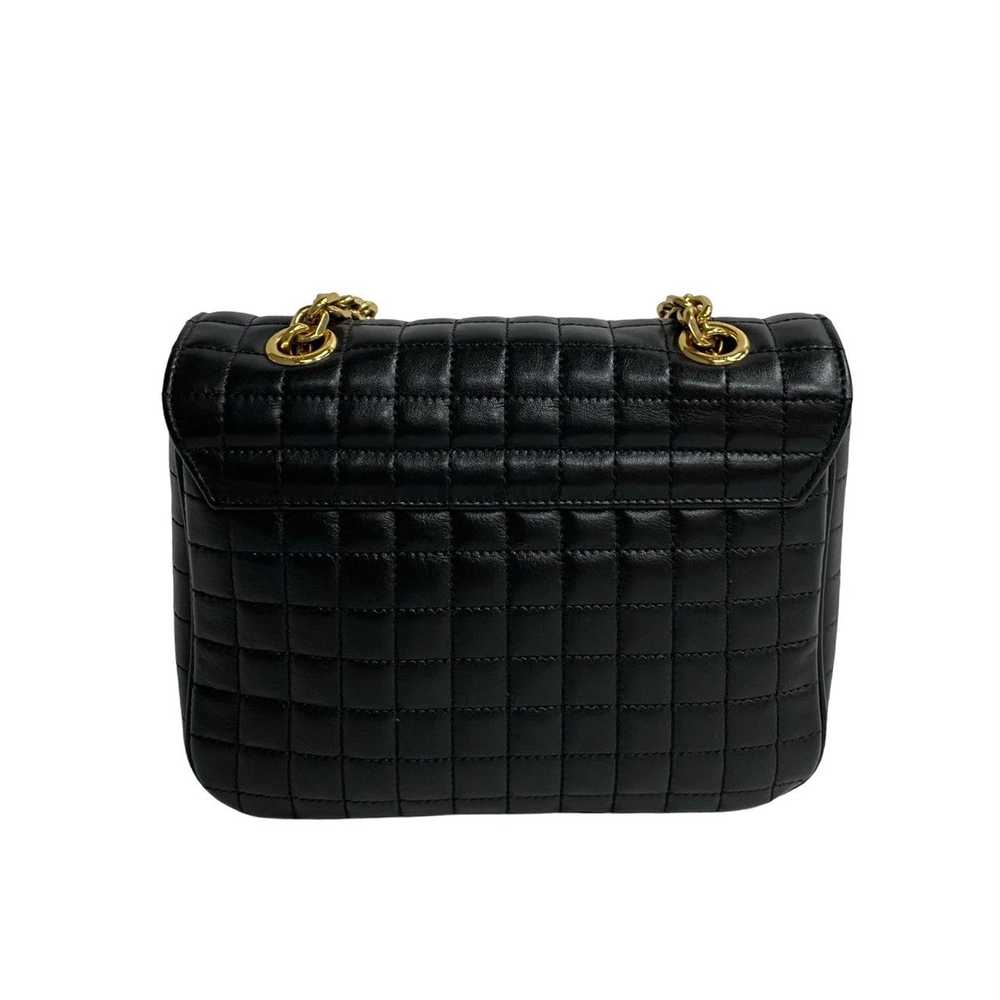 CELINE Shoulder Bag leather black C-S Quilted Cha… - image 4