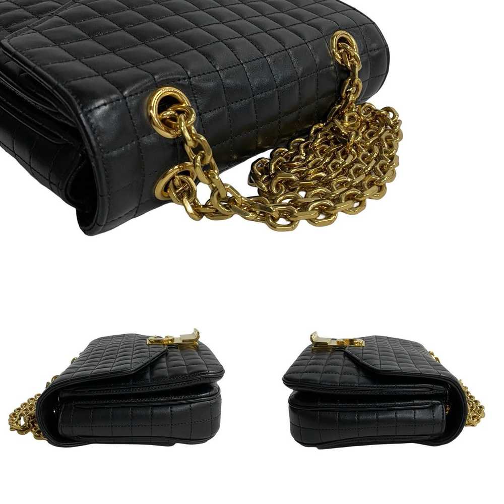 CELINE Shoulder Bag leather black C-S Quilted Cha… - image 5