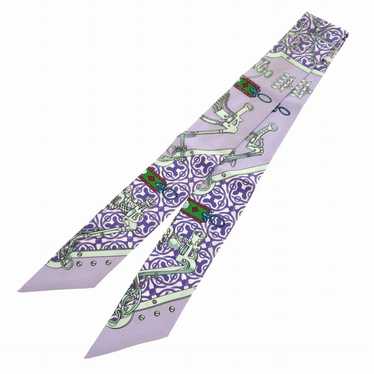 HERMES scarf silk purple Twilly Bit and Chain MOR… - image 1