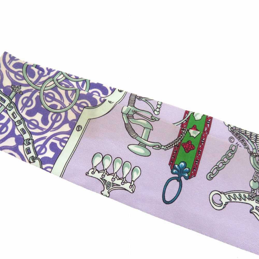 HERMES scarf silk purple Twilly Bit and Chain MOR… - image 3