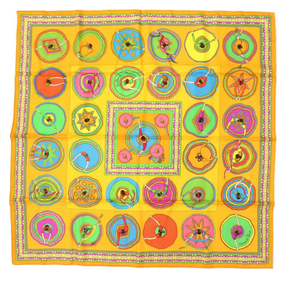 HERMES scarf silk Orange Carre90 "Mexican Dance" … - image 2