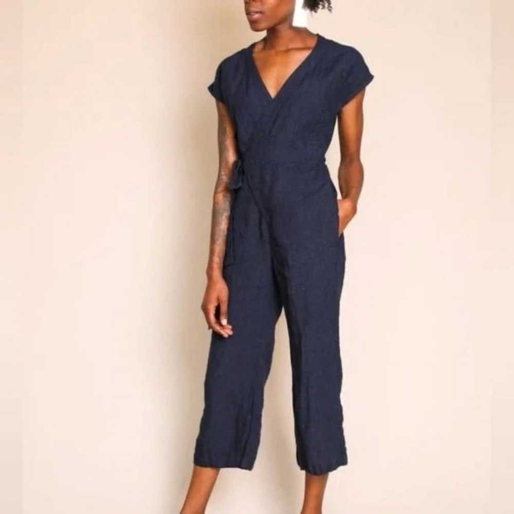 Studio 412 Wrap Jumpsuit Wash Linen in Indigo - image 1