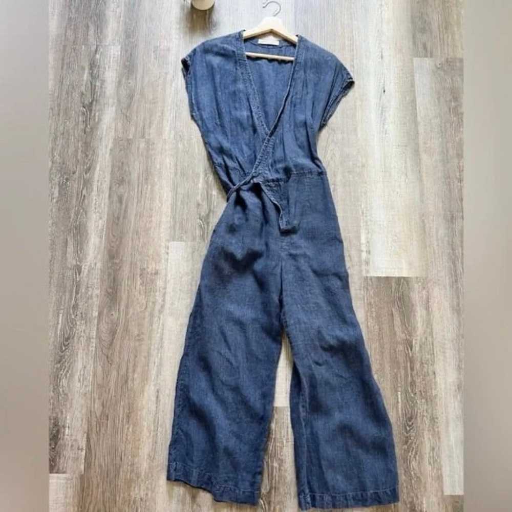 Studio 412 Wrap Jumpsuit Wash Linen in Indigo - image 4