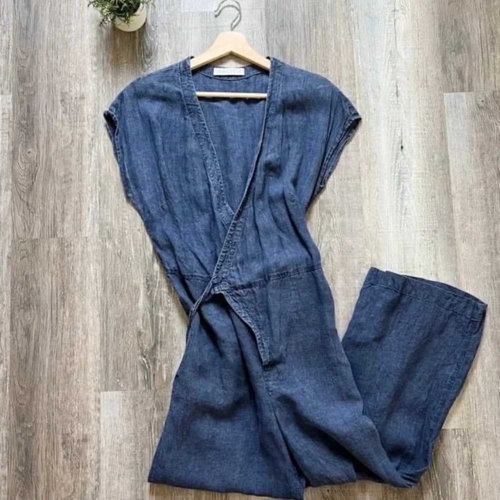 Studio 412 Wrap Jumpsuit Wash Linen in Indigo - image 5