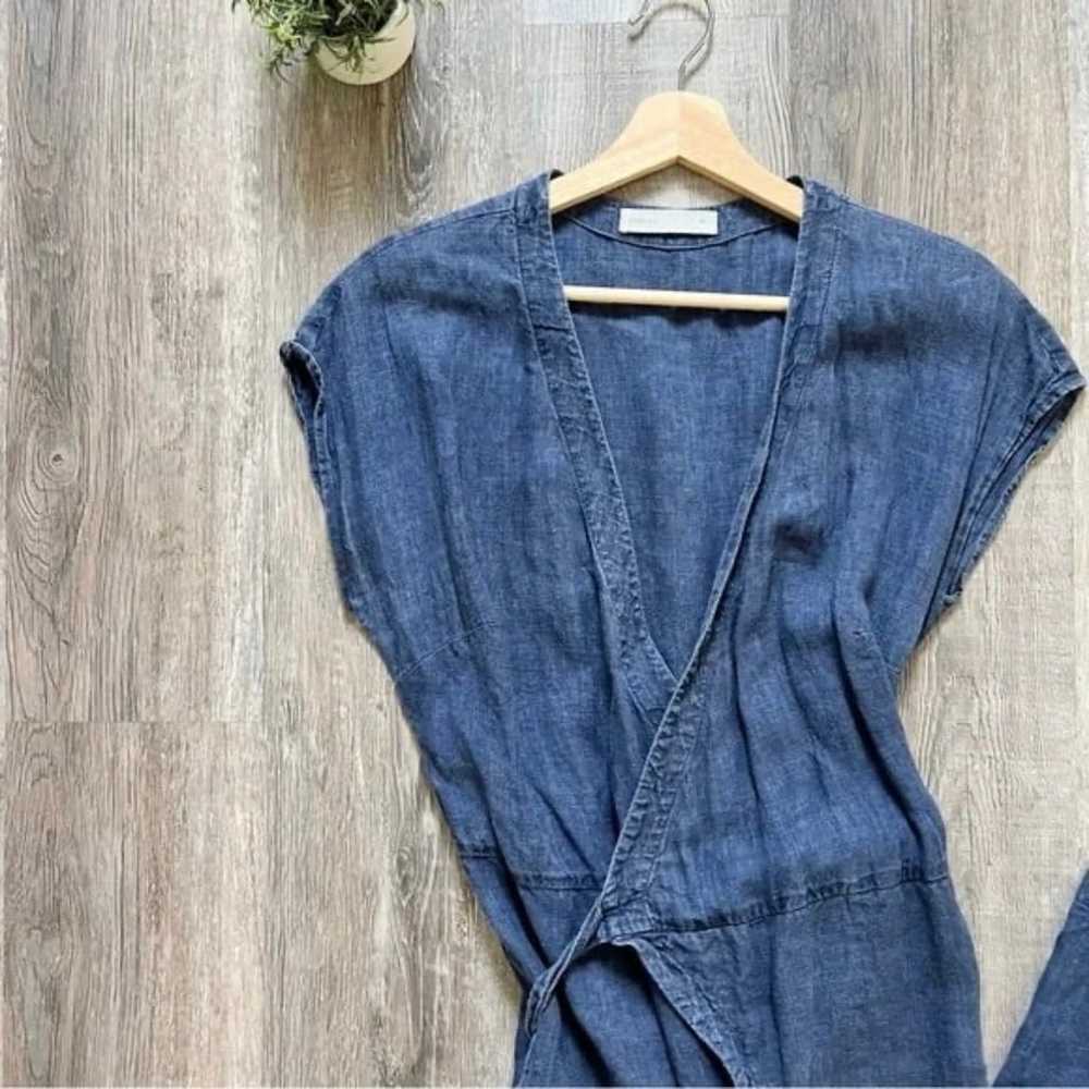 Studio 412 Wrap Jumpsuit Wash Linen in Indigo - image 6