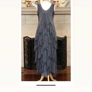 Grey 100%silk Made in Italy elegant dress M - image 1