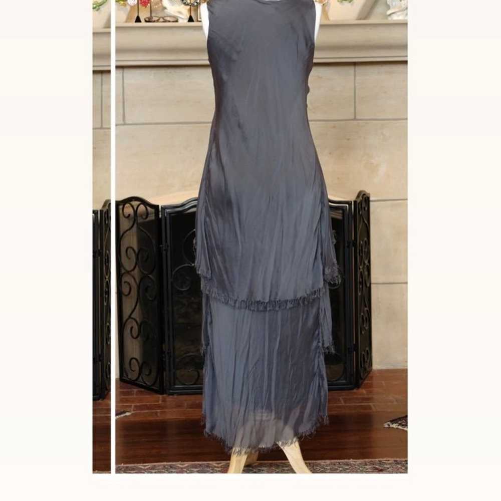 Grey 100%silk Made in Italy elegant dress M - image 2