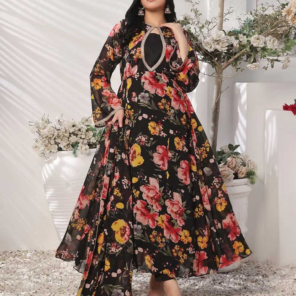 Pakistani/Indian floral anarkali dress - image 1