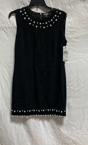 NWT DKNY Womens Black Pearl Trim Sleeveless Round… - image 1