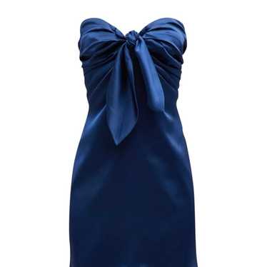 Beautiful, strapless midi navy blue dress - image 1