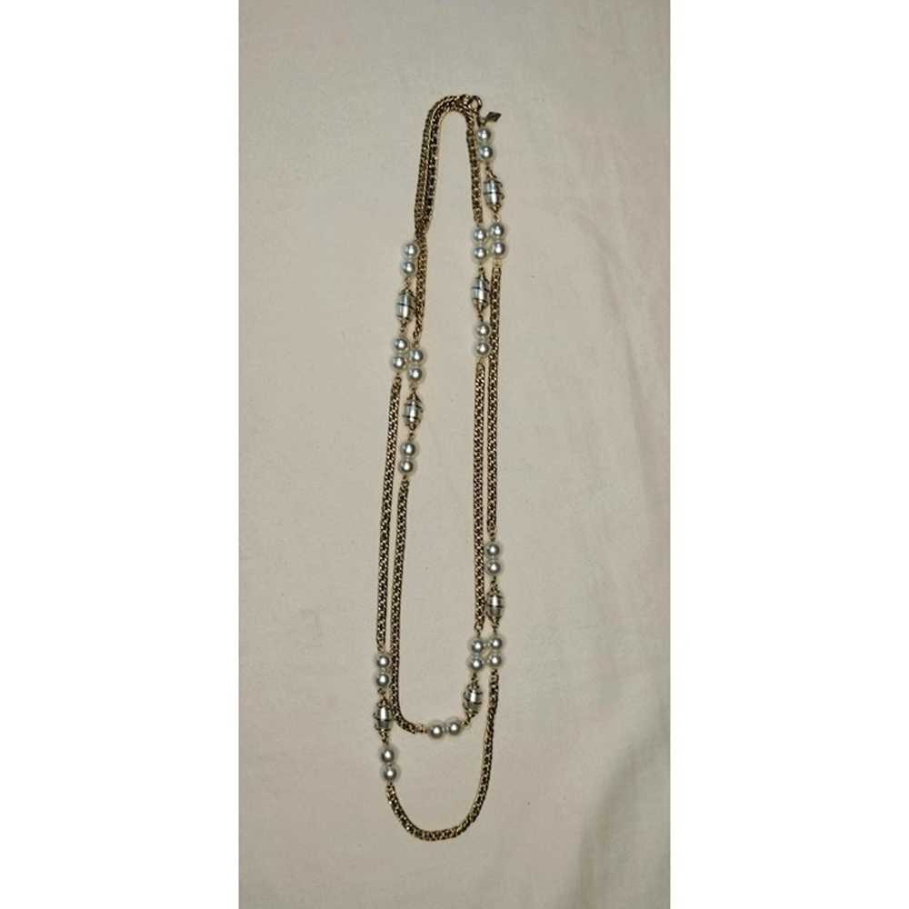 Sarah Coventry Vintage Gold Tone Chain Faux Pearl… - image 3