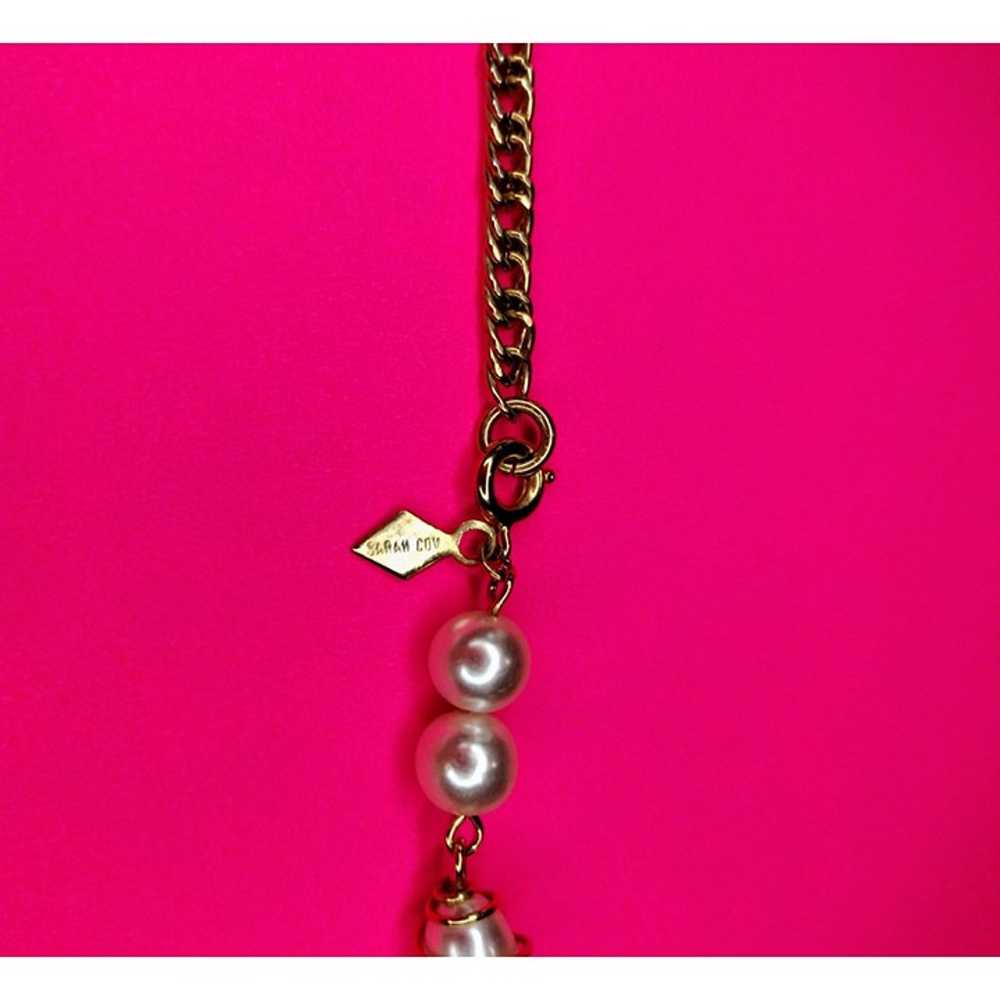 Sarah Coventry Vintage Gold Tone Chain Faux Pearl… - image 6