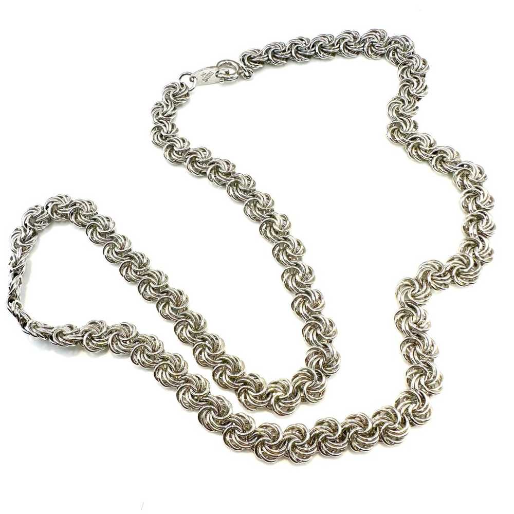 Vintage Trifari TM Silver Chain Necklace Retro 80… - image 2