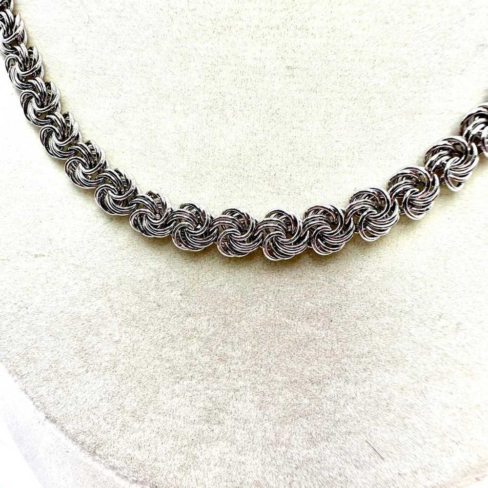 Vintage Trifari TM Silver Chain Necklace Retro 80… - image 3