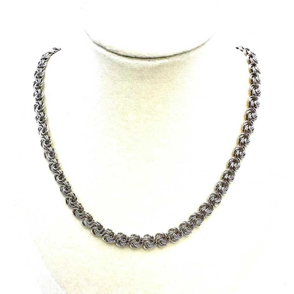 Vintage Trifari TM Silver Chain Necklace Retro 80… - image 4