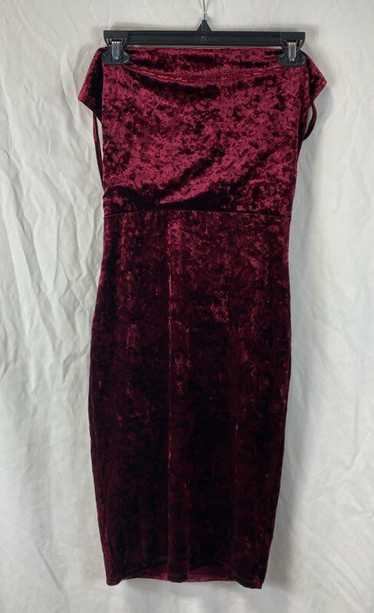 Womens Maroon Velvet Off Shoulder Knee Length Coc… - image 1