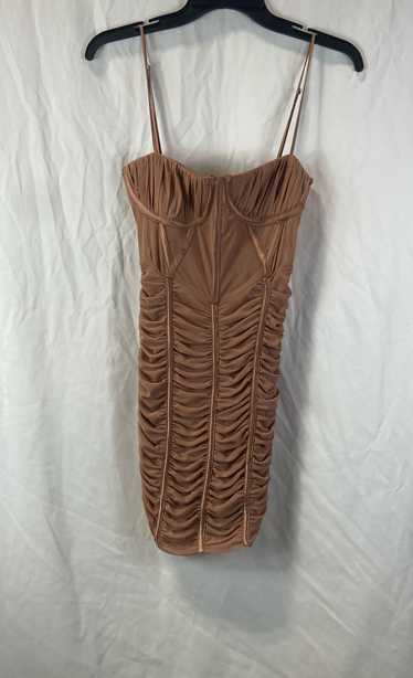 NWT Zara Womens Brown Corset Ruched Spaghetti Stra