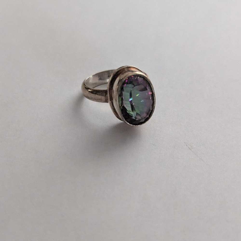 Vintage Sterling silver 925 Mystic Topaz Size 7.5 - image 3