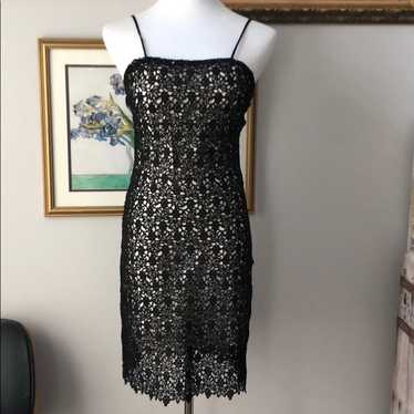 Betsy Johnson black crochet lace mini dress strap