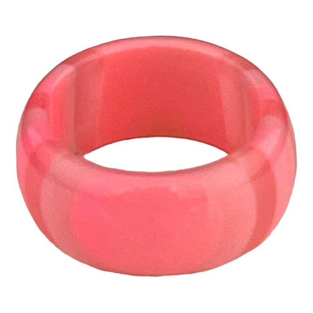 Vintage Lucite Ring Size 7.5 Pink & Transparent S… - image 1