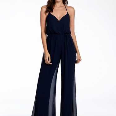 Hayley Paige Occasions Navy Blue Chiffon Bridesmai