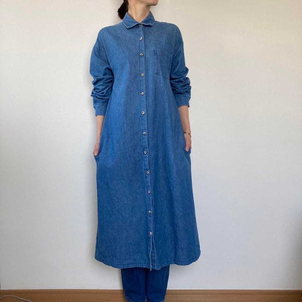 Vintage Denim One-Piece Made in USA Long Shirt De… - image 3