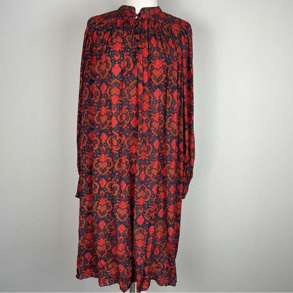 Antik Batik Navy Red Pink Paisley Long Sleeve Ove… - image 1