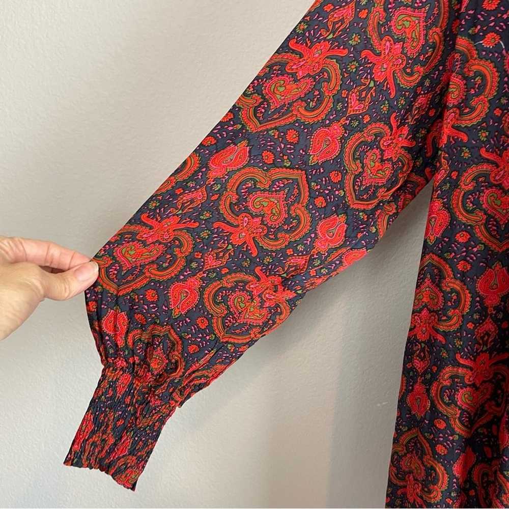 Antik Batik Navy Red Pink Paisley Long Sleeve Ove… - image 4