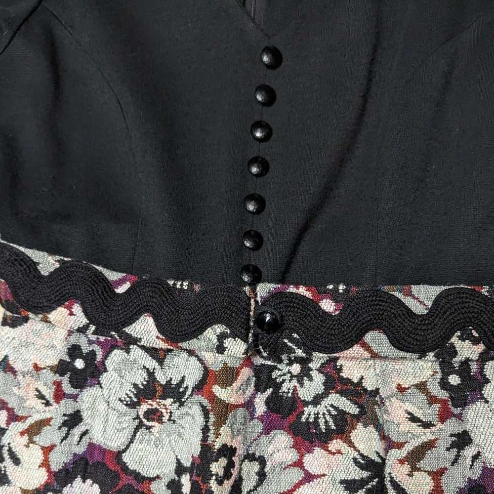 Vtg 1960s Plu Black Knit Pastel Floral Tapestry L… - image 3