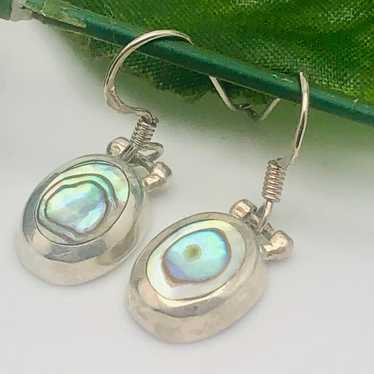 Vintage Sterling Silver Abalone Earrings