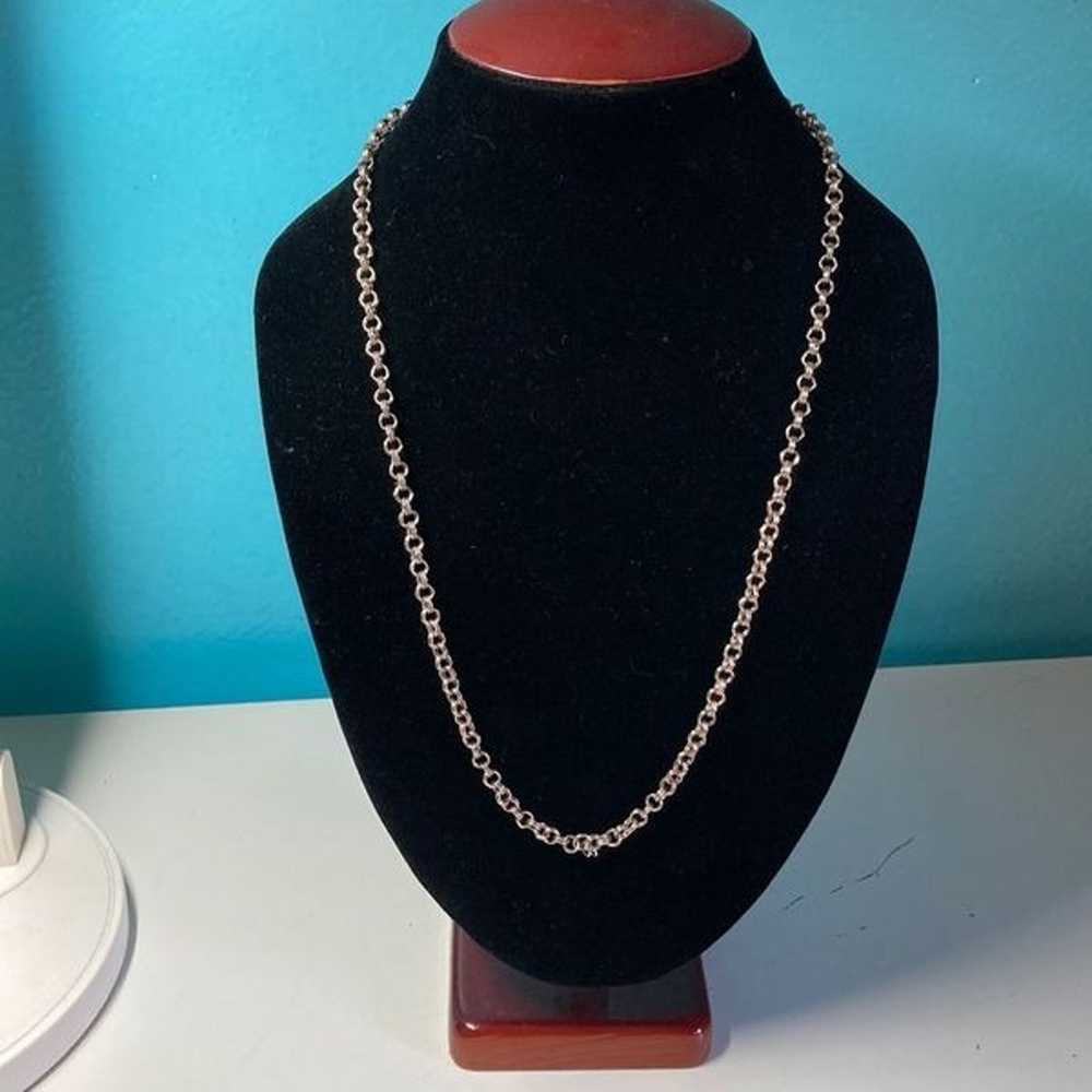 Vintage Silver Tone Thick Chain Necklace about 22… - image 1