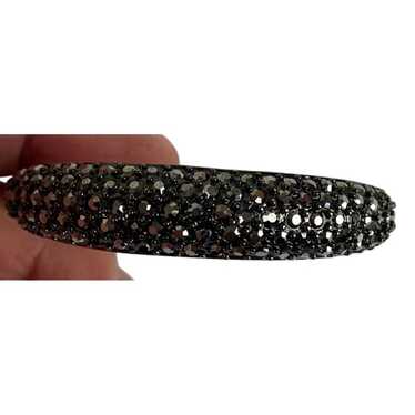 Black Bangle Bracelet Vintage Jeweled Metal Magnet