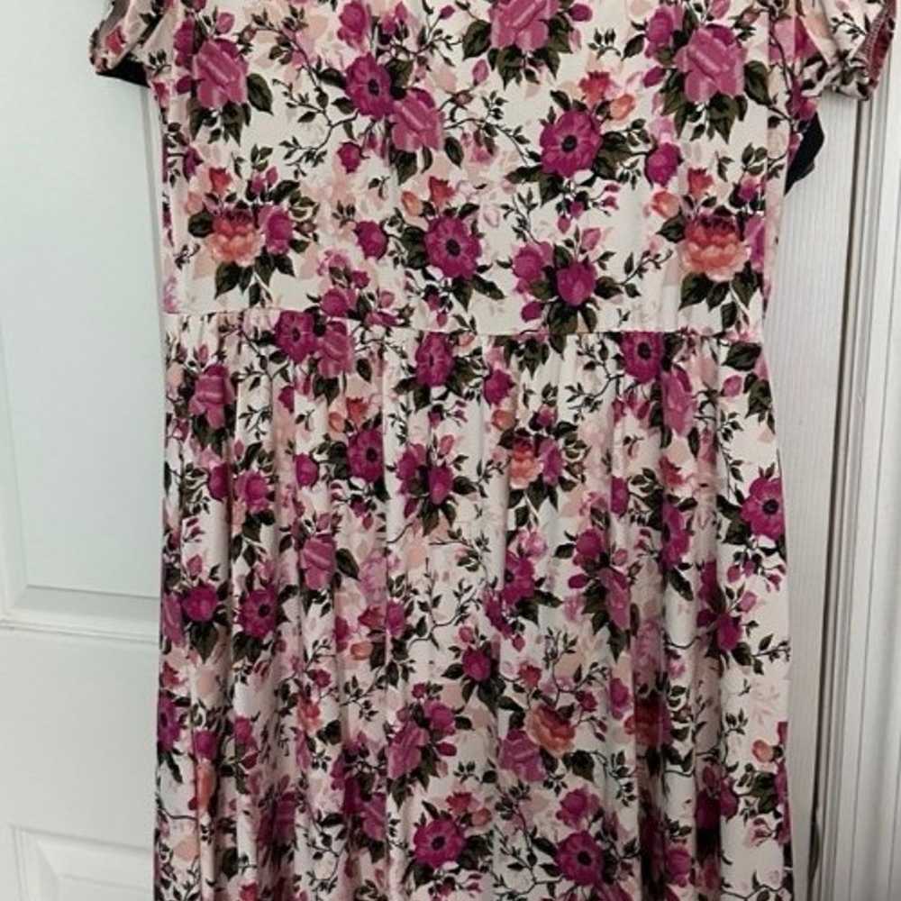 Lularoe Pink Floral Riley Midi Dress Large - image 2