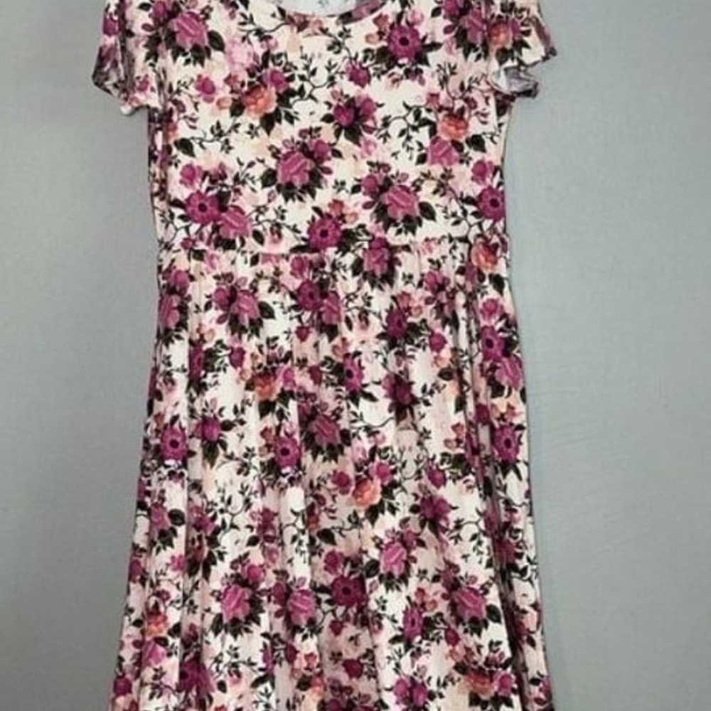 Lularoe Pink Floral Riley Midi Dress Large - image 3