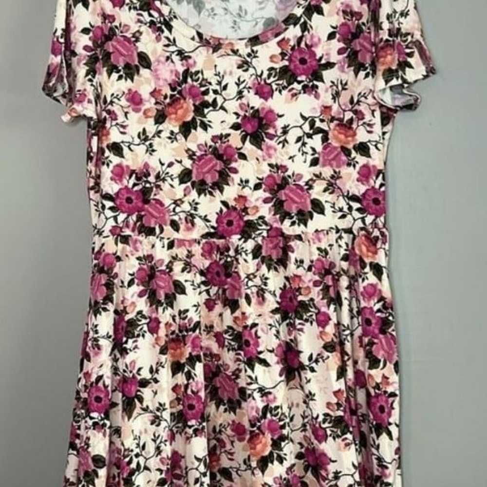 Lularoe Pink Floral Riley Midi Dress Large - image 4