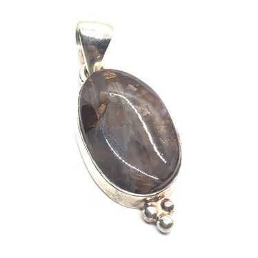 Vintage Sterling Silver 925 Pendant Fire Agate - image 1