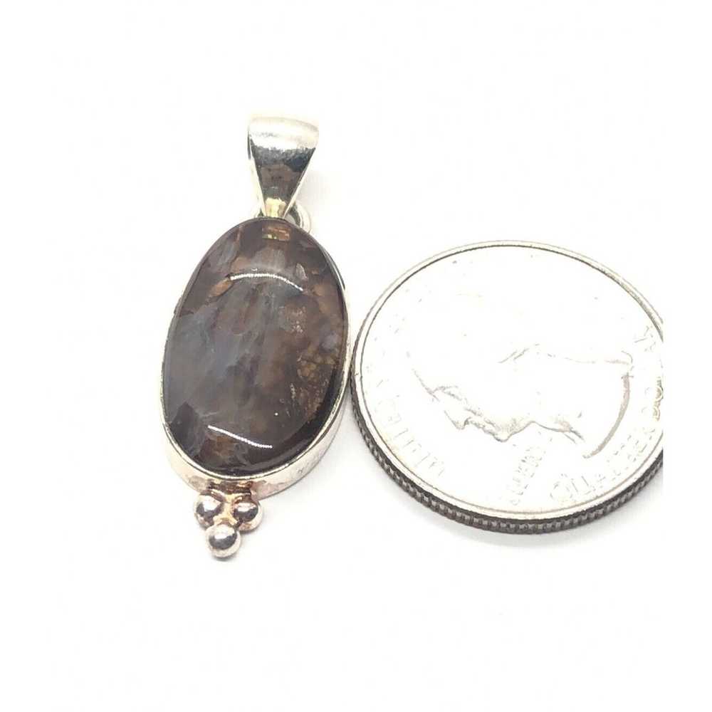 Vintage Sterling Silver 925 Pendant Fire Agate - image 2